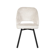 LABEL51 Eetkamerstoelen Lewis - Creme - Chenille - Zwart Metalen Frame
