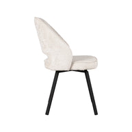 LABEL51 Eetkamerstoelen Lewis - Creme - Chenille - Zwart Metalen Frame