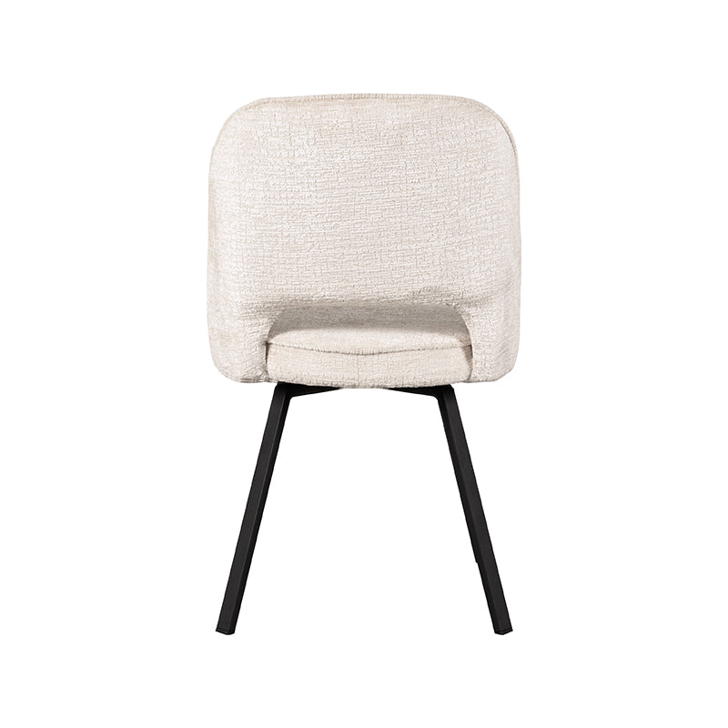 LABEL51 Eetkamerstoelen Lewis - Creme - Chenille - Zwart Metalen Frame