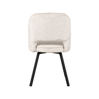 LABEL51 Eetkamerstoelen Lewis - Creme - Chenille - Zwart Metalen Frame