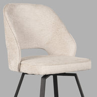LABEL51 Eetkamerstoelen Lewis - Creme - Chenille - Zwart Metalen Frame