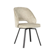 LABEL51 Eetkamerstoelen Lewis - Beige - Chenille - Zwart Metalen Frame