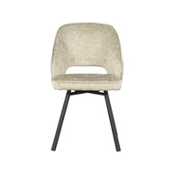 LABEL51 Eetkamerstoelen Lewis - Beige - Chenille - Zwart Metalen Frame