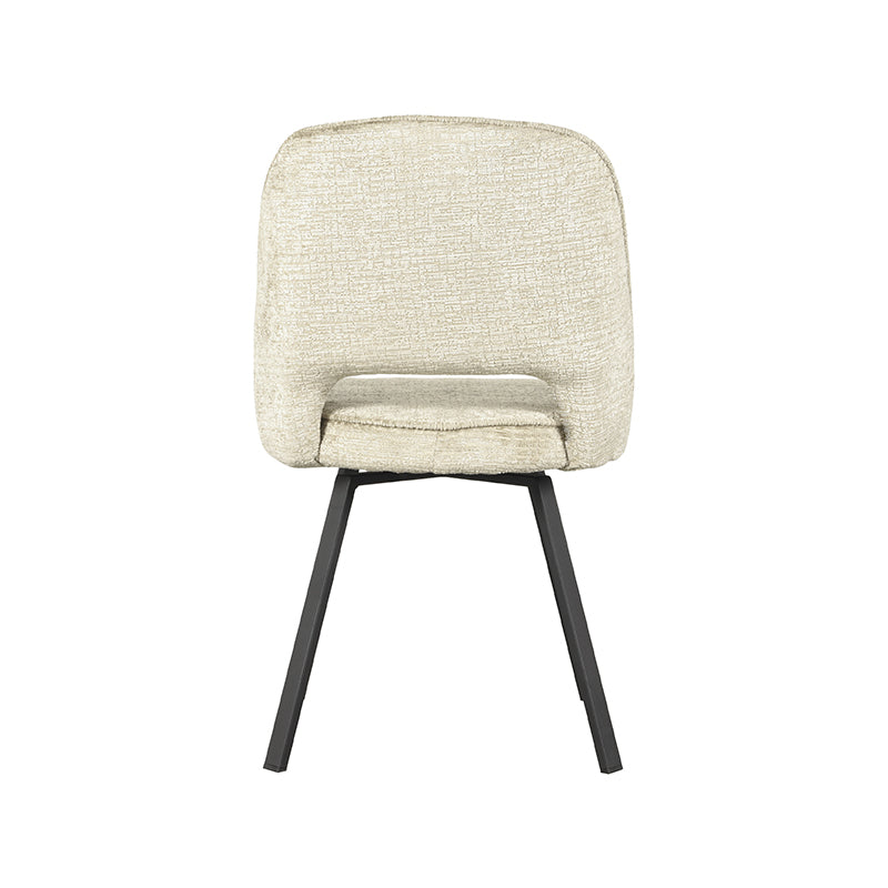 LABEL51 Eetkamerstoelen Lewis - Beige - Chenille - Zwart Metalen Frame