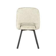 LABEL51 Eetkamerstoelen Lewis - Beige - Chenille - Zwart Metalen Frame