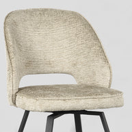 LABEL51 Eetkamerstoelen Lewis - Beige - Chenille - Zwart Metalen Frame