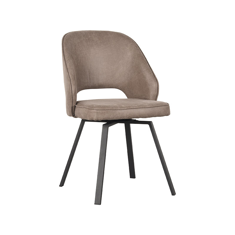 LABEL51 Eetkamerstoelen Lewis - Taupe - Kunstleder - Zwart Metalen Frame