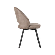 LABEL51 Eetkamerstoelen Lewis - Taupe - Kunstleder - Zwart Metalen Frame
