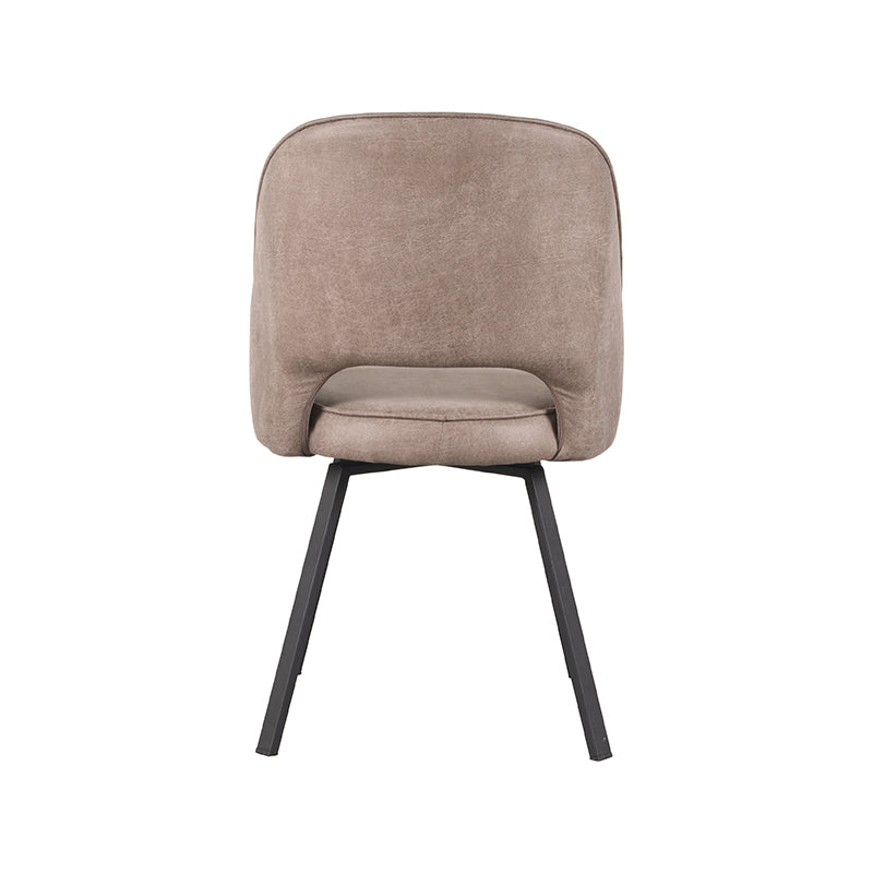 LABEL51 Eetkamerstoelen Lewis - Taupe - Kunstleder - Zwart Metalen Frame
