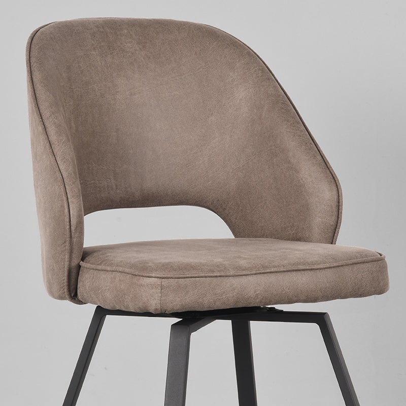 LABEL51 Eetkamerstoelen Lewis - Taupe - Kunstleder - Zwart Metalen Frame