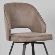 LABEL51 Eetkamerstoelen Lewis - Taupe - Kunstleder - Zwart Metalen Frame