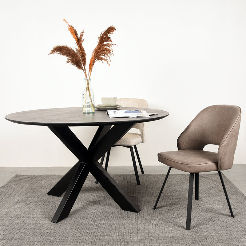 LABEL51 Eetkamerstoelen Lewis - Taupe - Kunstleder - Zwart Metalen Frame