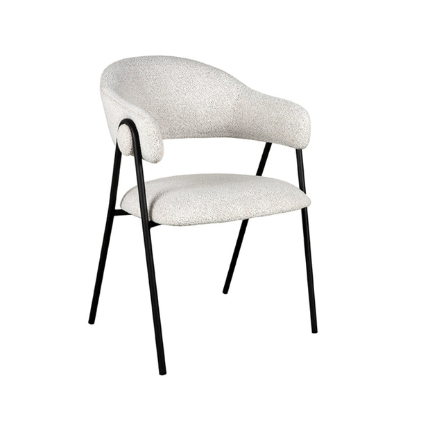 LABEL51 Eetkamerstoelen Lowen - Champagne - Boucle - Zwart Metalen Frame