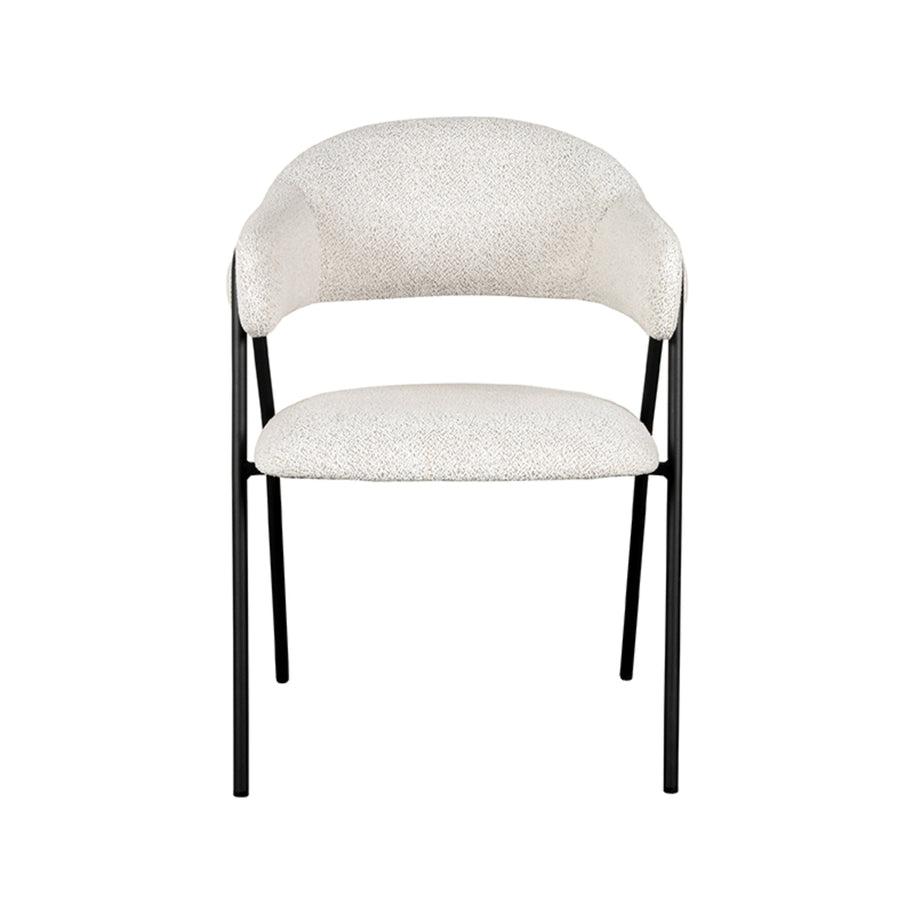 LABEL51 Eetkamerstoelen Lowen - Champagne - Boucle - Zwart Metalen Frame