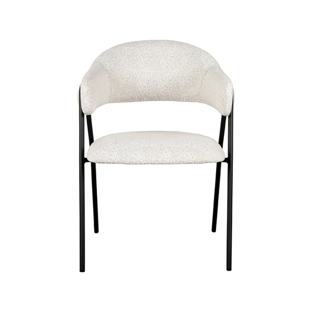 LABEL51 Eetkamerstoelen Lowen - Champagne - Boucle - Zwart Metalen Frame