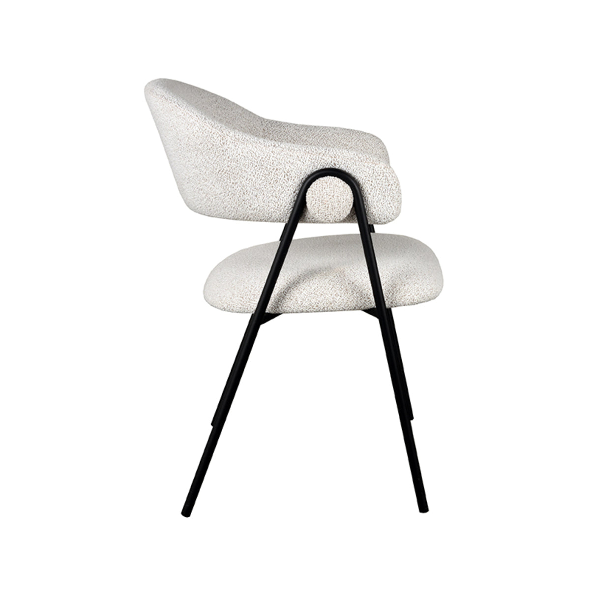 LABEL51 Eetkamerstoelen Lowen - Champagne - Boucle - Zwart Metalen Frame