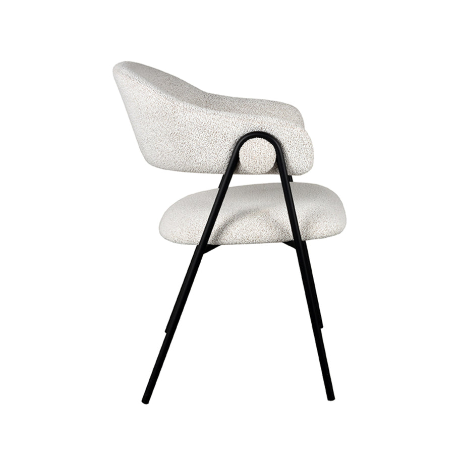LABEL51 Eetkamerstoelen Lowen - Champagne - Boucle - Zwart Metalen Frame