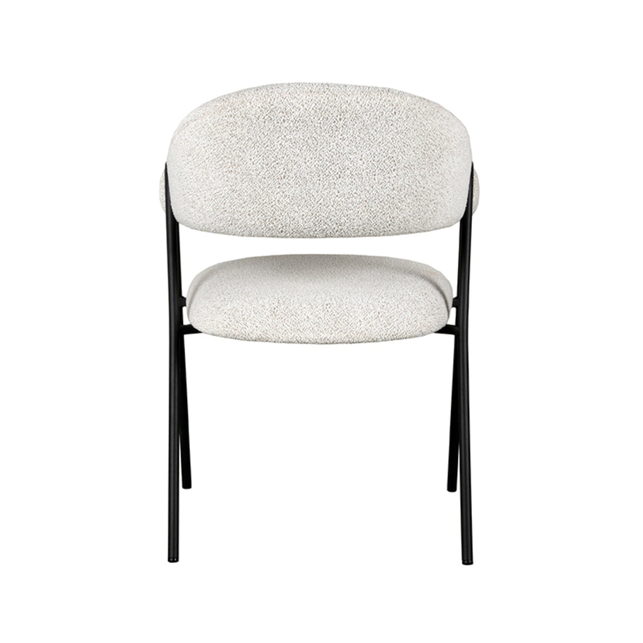 LABEL51 Eetkamerstoelen Lowen - Champagne - Boucle - Zwart Metalen Frame