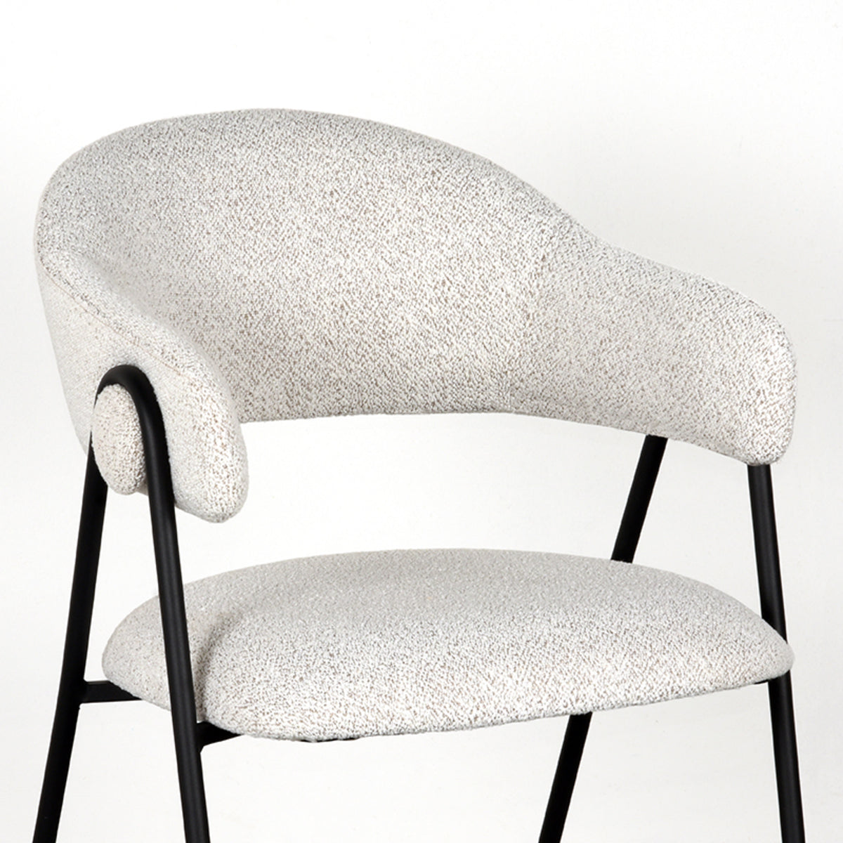 LABEL51 Eetkamerstoelen Lowen - Champagne - Boucle - Zwart Metalen Frame