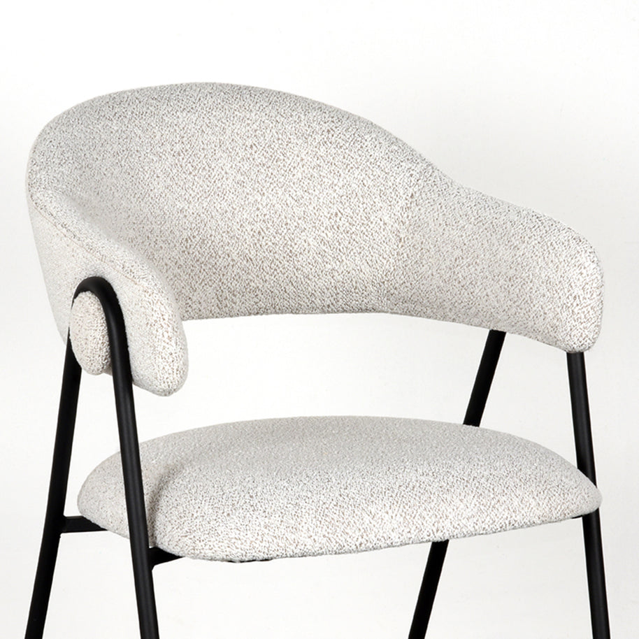 LABEL51 Eetkamerstoelen Lowen - Champagne - Boucle - Zwart Metalen Frame