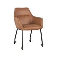 LABEL51 Eetkamerstoelen Lenny - Cognac - Kunstleder - Zwart Metalen Frame