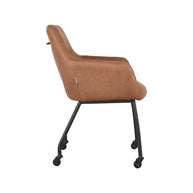 LABEL51 Eetkamerstoelen Lenny - Cognac - Kunstleder - Zwart Metalen Frame
