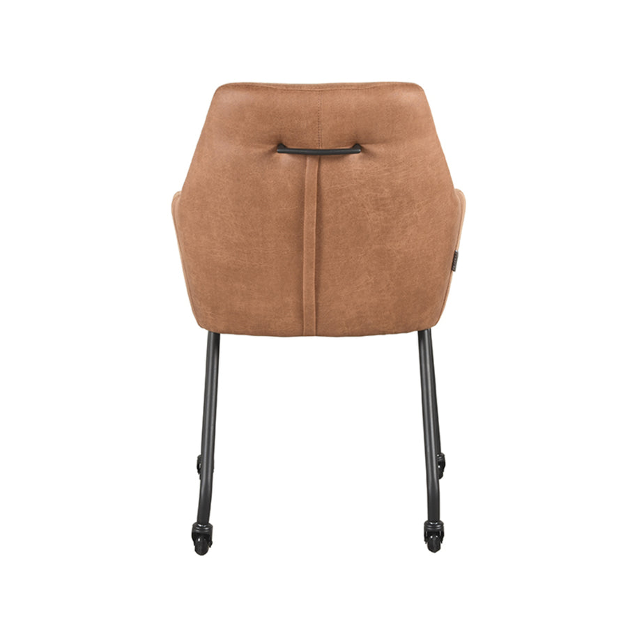 LABEL51 Eetkamerstoelen Lenny - Cognac - Kunstleder - Zwart Metalen Frame