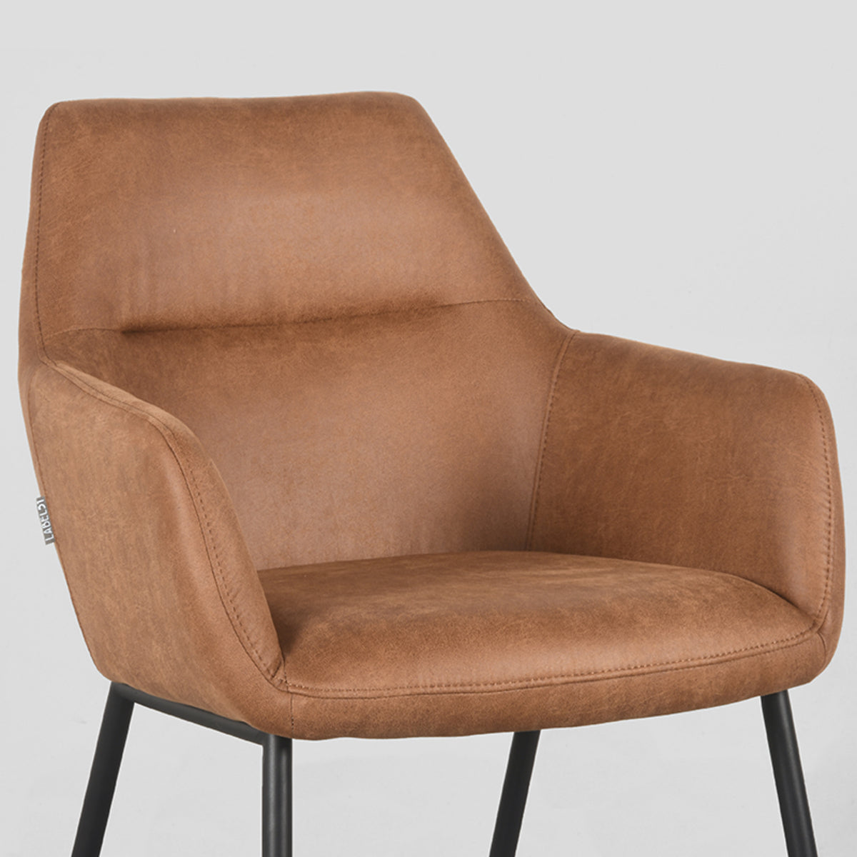 LABEL51 Eetkamerstoelen Lenny - Cognac - Kunstleder - Zwart Metalen Frame