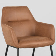 LABEL51 Eetkamerstoelen Lenny - Cognac - Kunstleder - Zwart Metalen Frame