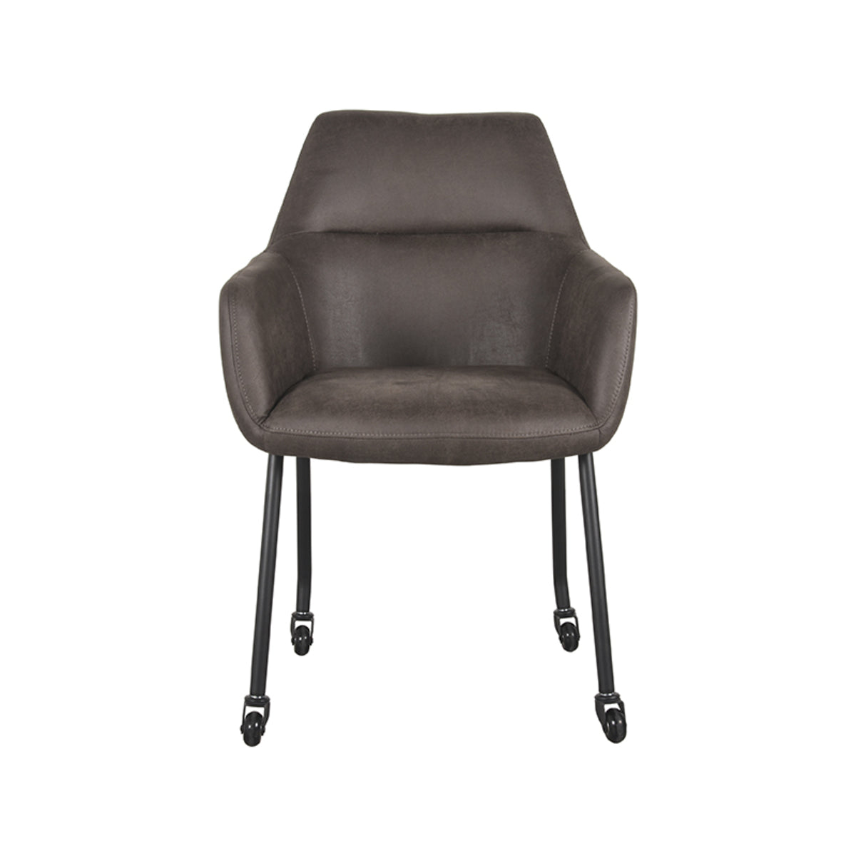 LABEL51 Eetkamerstoelen Lenny - Antraciet - Kunstleder - Zwart Metalen Frame