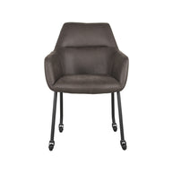 LABEL51 Eetkamerstoelen Lenny - Antraciet - Kunstleder - Zwart Metalen Frame