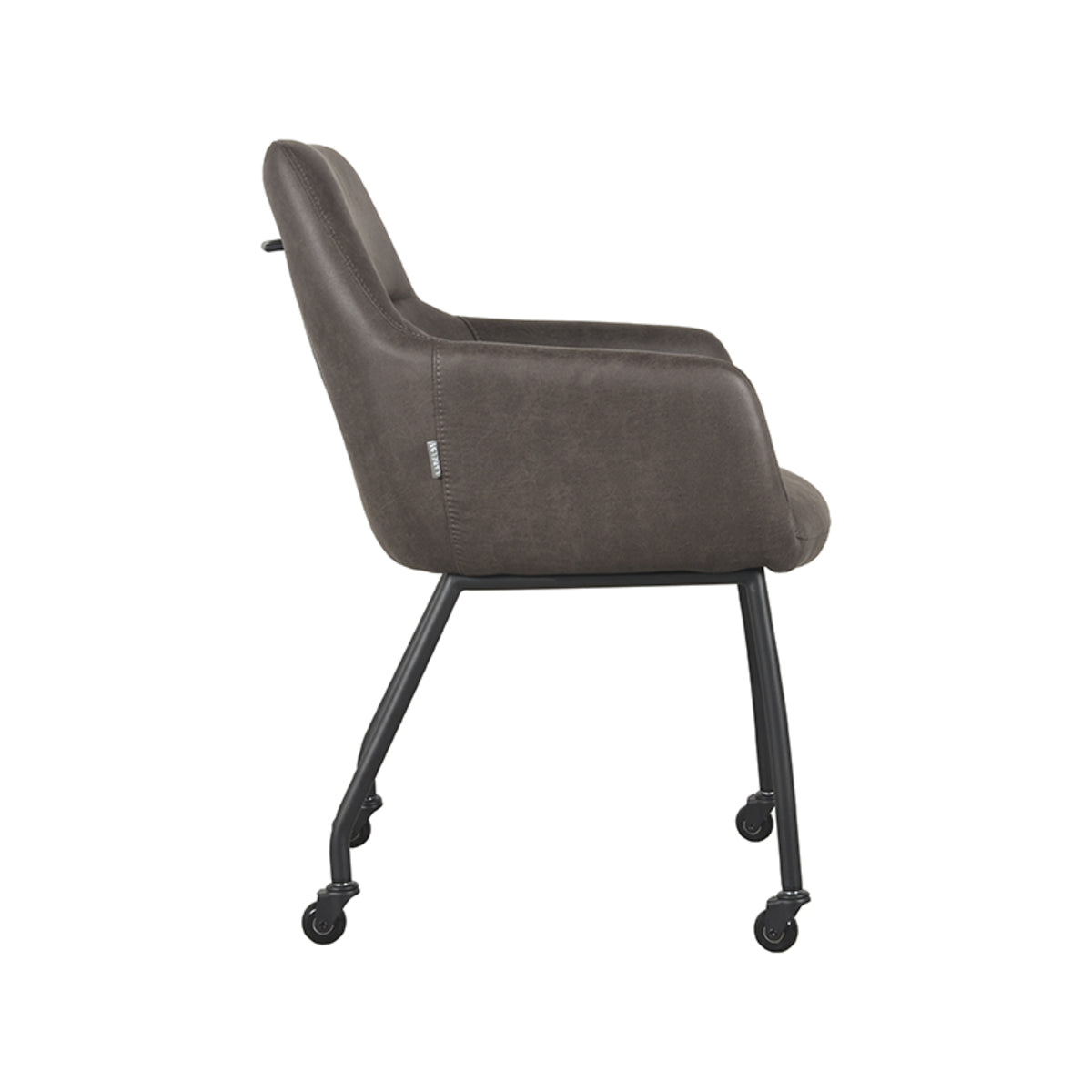 LABEL51 Eetkamerstoelen Lenny - Antraciet - Kunstleder - Zwart Metalen Frame