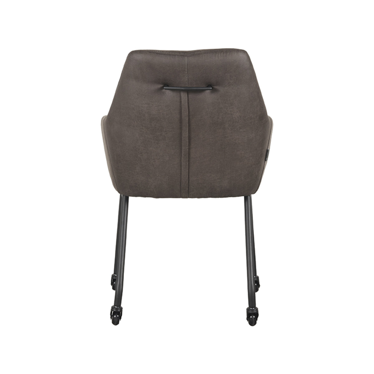 LABEL51 Eetkamerstoelen Lenny - Antraciet - Kunstleder - Zwart Metalen Frame