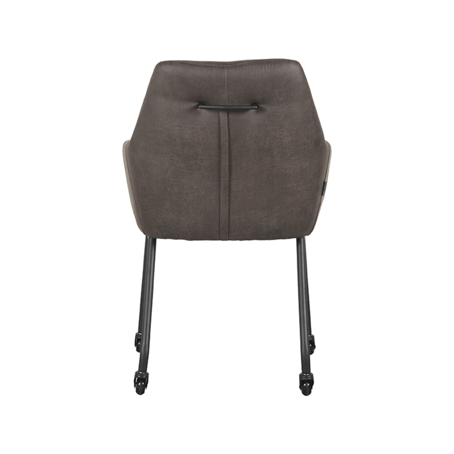 LABEL51 Eetkamerstoelen Lenny - Antraciet - Kunstleder - Zwart Metalen Frame