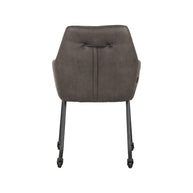 LABEL51 Eetkamerstoelen Lenny - Antraciet - Kunstleder - Zwart Metalen Frame