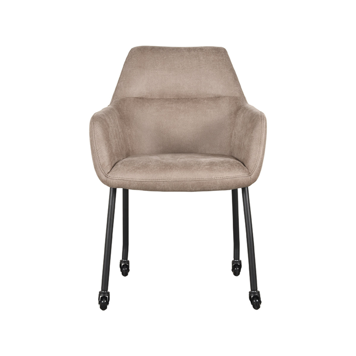 LABEL51 Eetkamerstoelen Lenny - Taupe - Kunstleder - Zwart Metalen Frame