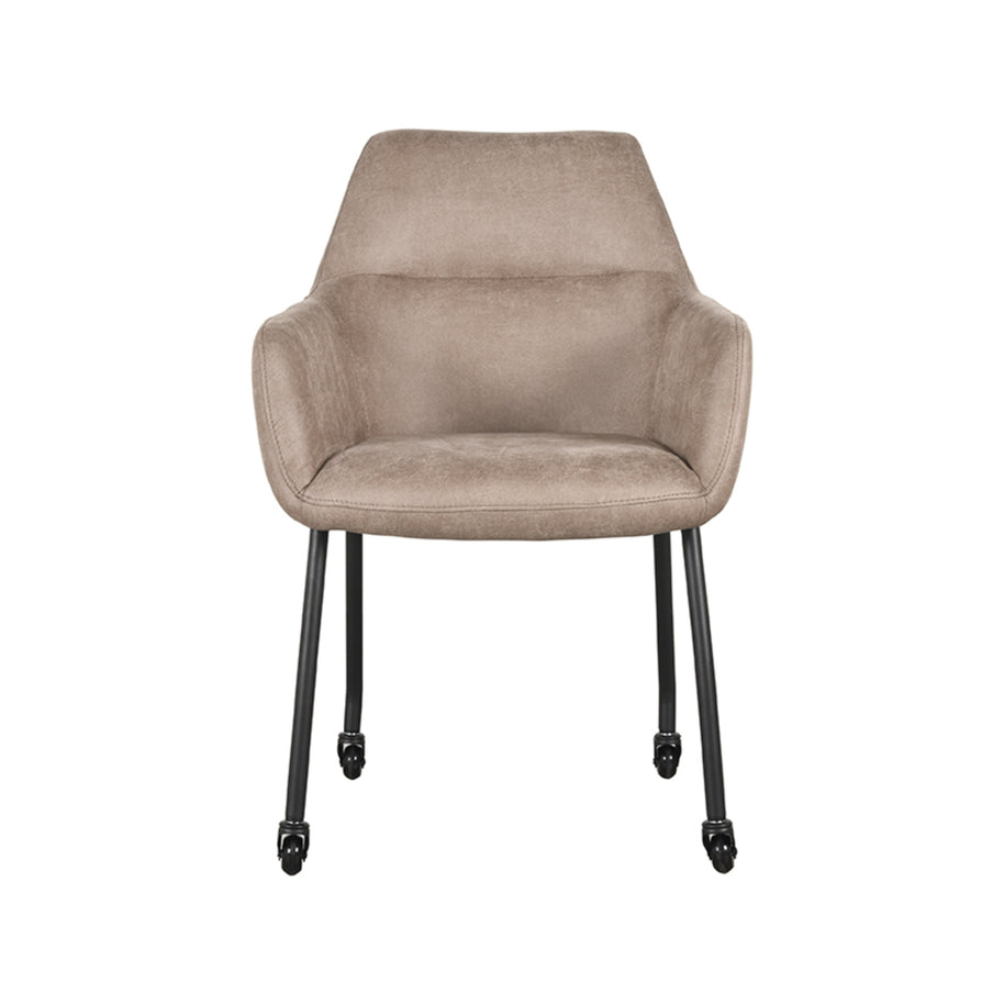 LABEL51 Eetkamerstoelen Lenny - Taupe - Kunstleder - Zwart Metalen Frame