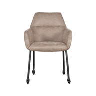LABEL51 Eetkamerstoelen Lenny - Taupe - Kunstleder - Zwart Metalen Frame