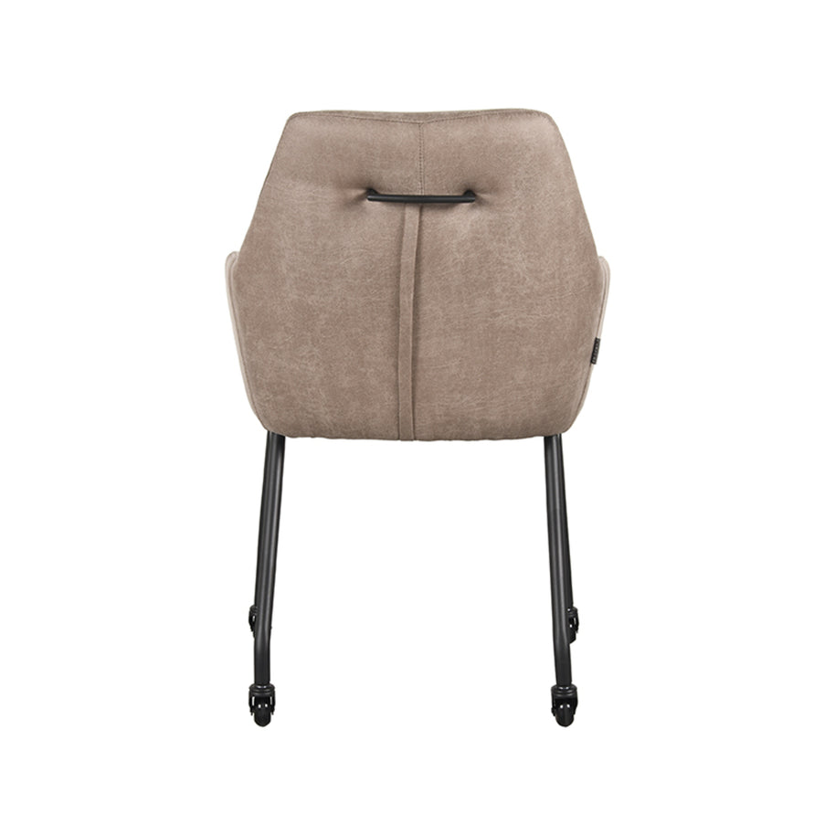 LABEL51 Eetkamerstoelen Lenny - Taupe - Kunstleder - Zwart Metalen Frame