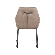 LABEL51 Eetkamerstoelen Lenny - Taupe - Kunstleder - Zwart Metalen Frame