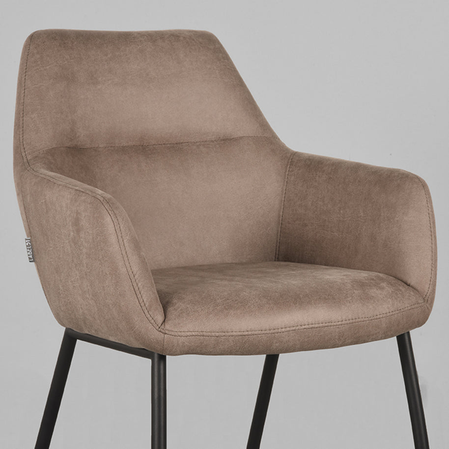 LABEL51 Eetkamerstoelen Lenny - Taupe - Kunstleder - Zwart Metalen Frame