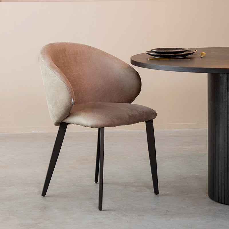 LABEL51 Eetkamerstoelen Logan - Taupe - Kunstleder - Zwart Metalen Frame