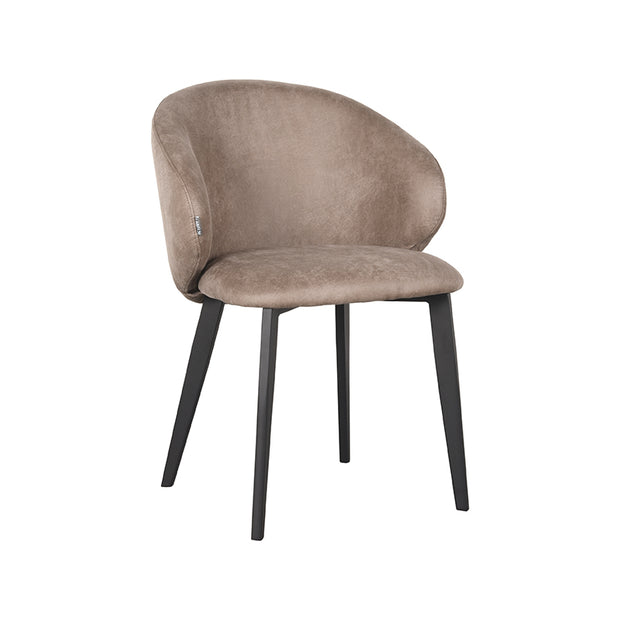 LABEL51 Eetkamerstoelen Logan - Taupe - Kunstleder - Zwart Metalen Frame