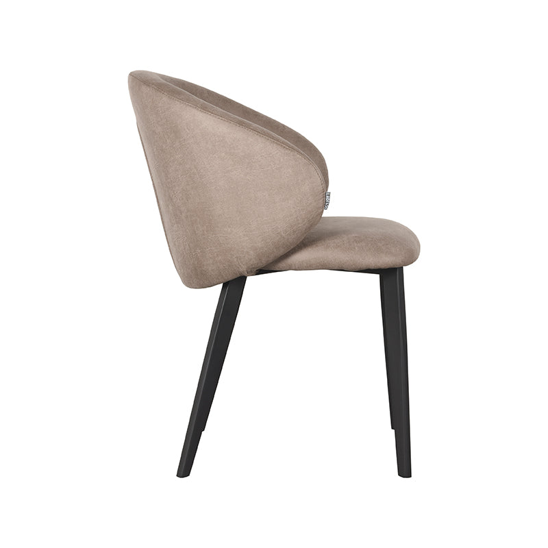 LABEL51 Eetkamerstoelen Logan - Taupe - Kunstleder - Zwart Metalen Frame