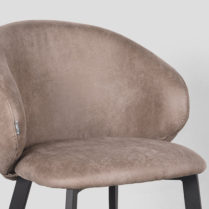 LABEL51 Eetkamerstoelen Logan - Taupe - Kunstleder - Zwart Metalen Frame