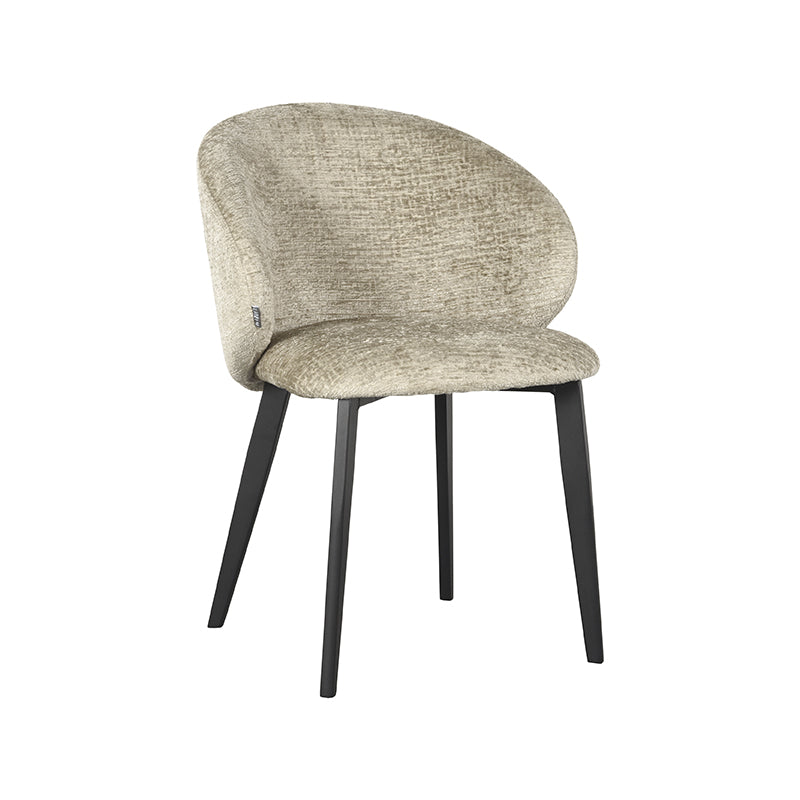 LABEL51 Eetkamerstoelen Logan - Beige - Chenille - Zwart Metalen Frame