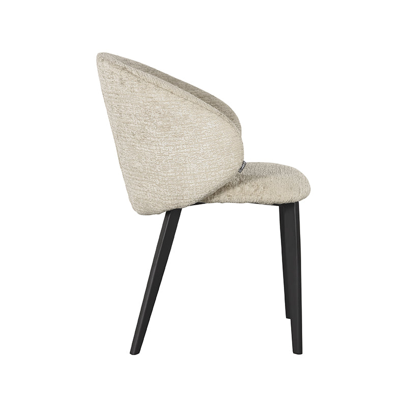 LABEL51 Eetkamerstoelen Logan - Beige - Chenille - Zwart Metalen Frame
