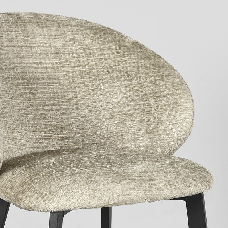 LABEL51 Eetkamerstoelen Logan - Beige - Chenille - Zwart Metalen Frame