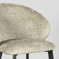 LABEL51 Eetkamerstoelen Logan - Beige - Chenille - Zwart Metalen Frame