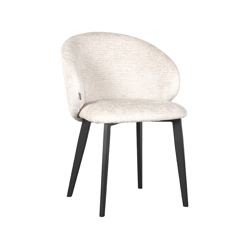 LABEL51 Eetkamerstoelen Logan - Creme - Chenille - Zwart Metalen Frame